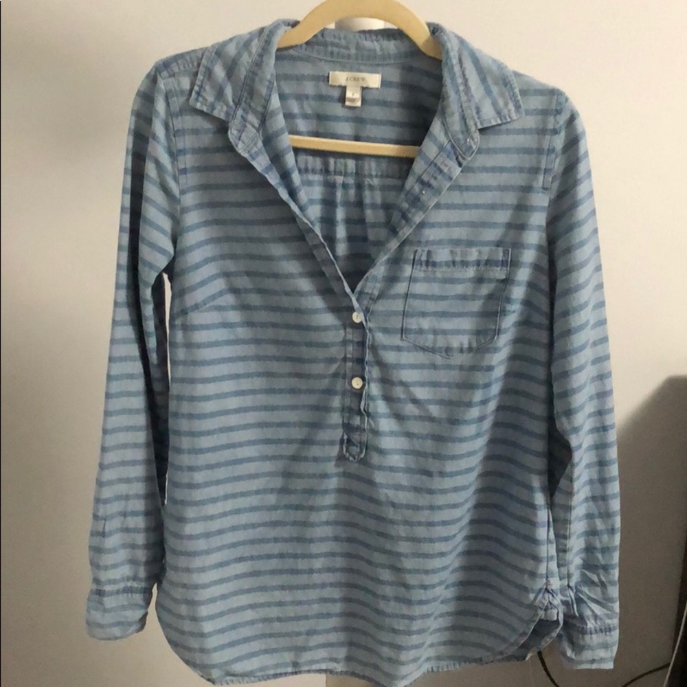 J.Crew Indigo Striped Chambray Popover
